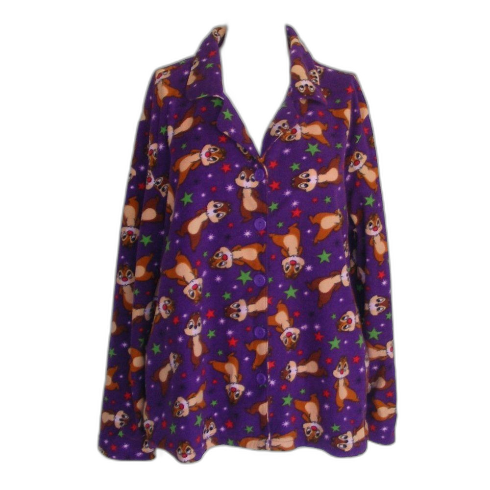 Disney CHIP & DALE Pajama Top, L, Purple, Chipmunks all over, Long sleeves - Picture 9 of 12